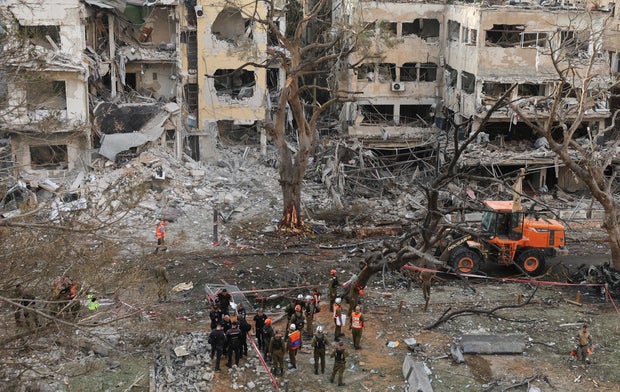 Aftermath of missile attack from Iran on Israel