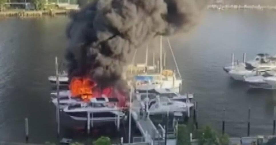 Massive fire engulfs 2 yachts at a Coconut Grove marina