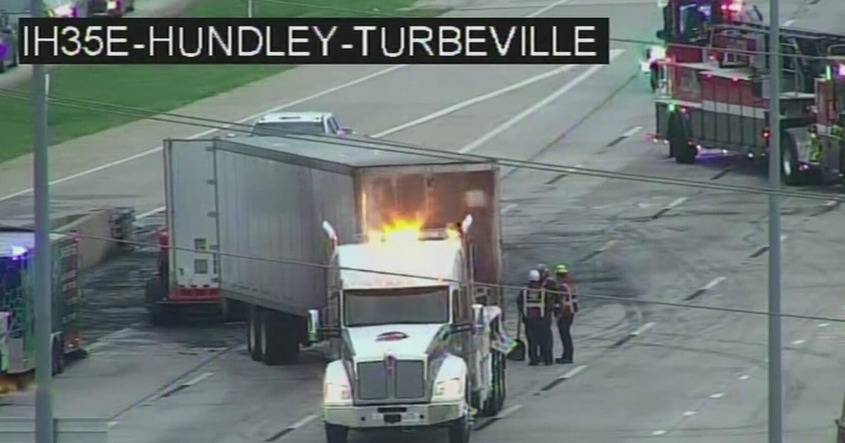 SB I-35E reopened in Denton County after 18-wheeler caught fire 