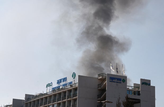 Smoke Rises From Hospital After Missile Strike