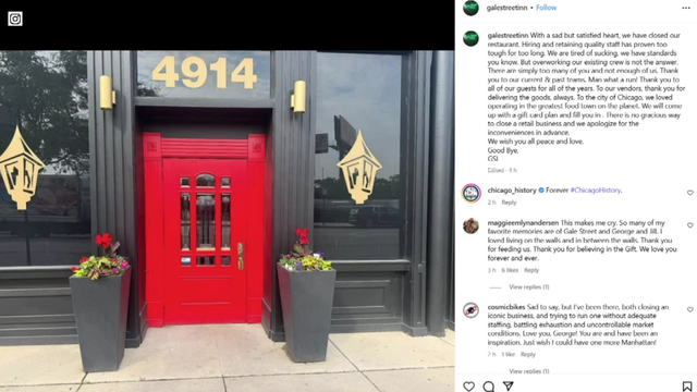 A sign that says Sorry we're closed hang on the door at a restaurant in this stock photo 