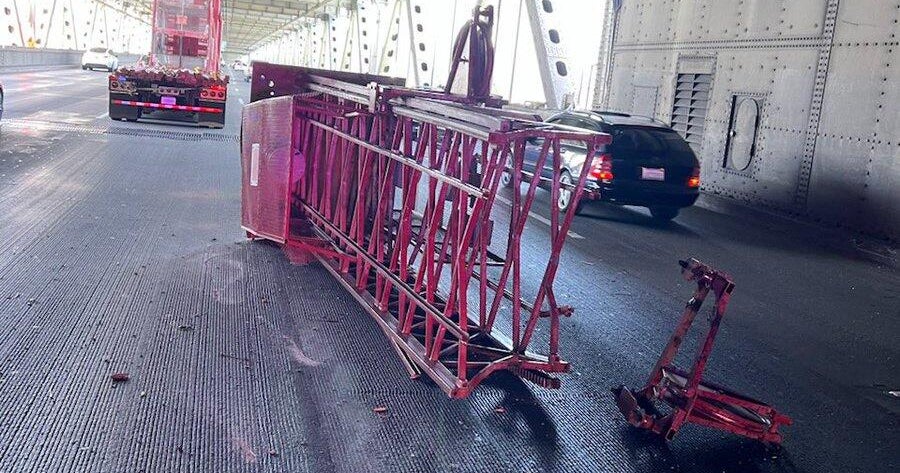Bay Bridge eastbound lanes blocked after big rig loses load 