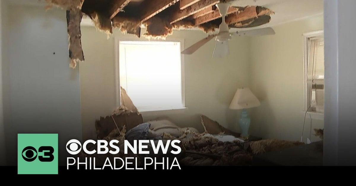 View of Insulation, water all over Montco home after roof collapse during ...