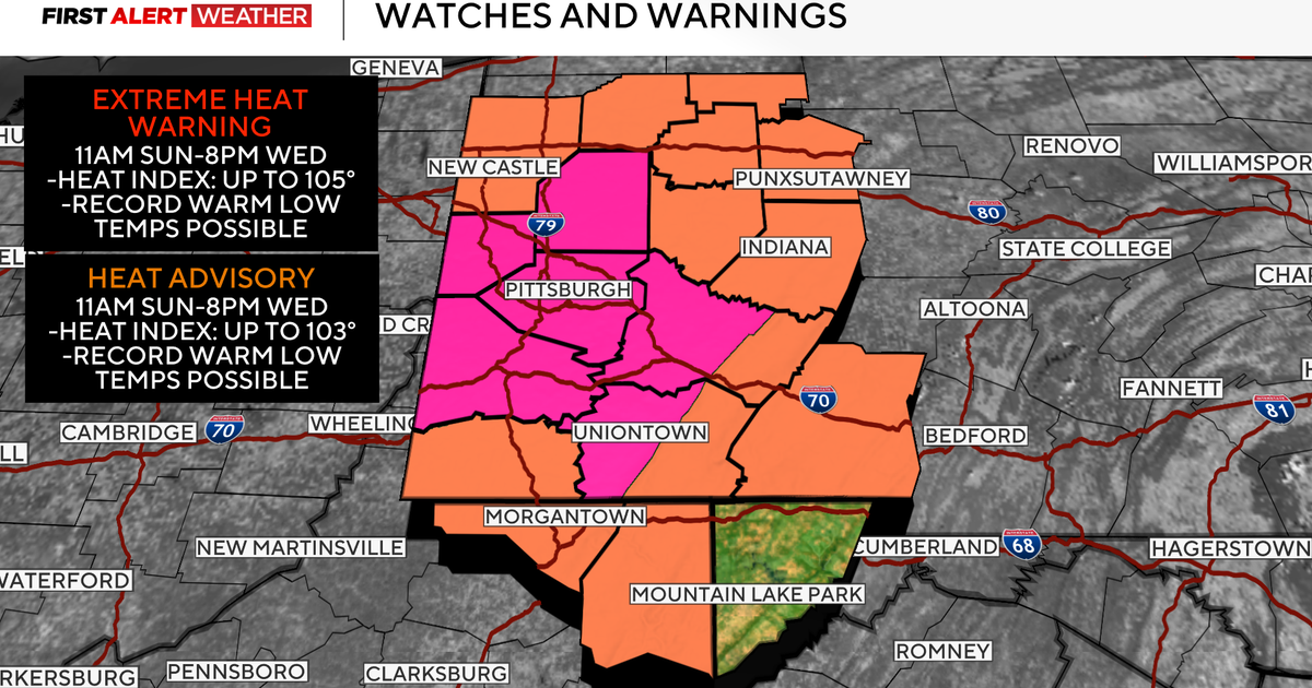 Extreme Heat Warning in effect from Sunday through Wednesday for the Pittsburgh area 