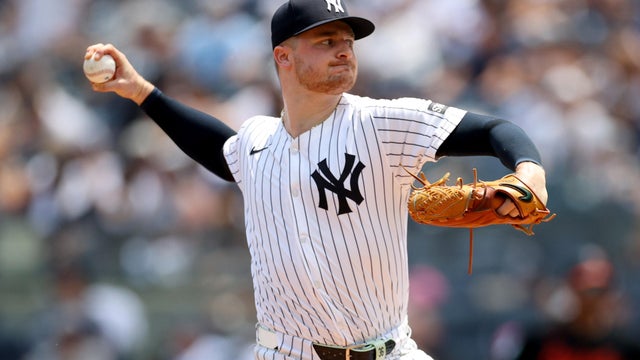 Clarke Schmidt #36 of the New York Yankees pitches against the Baltimore Orioles in the first inning at Yankee Stadium on June 21, 2025 in New York City. 