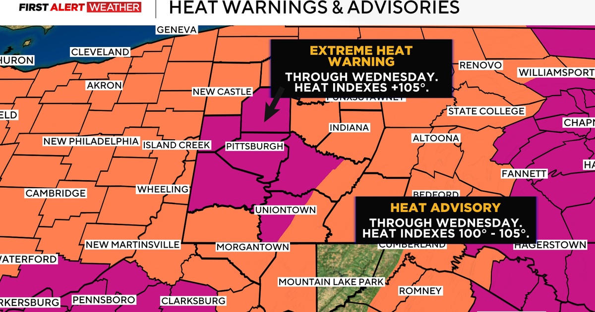 Extreme heat warning continues in western Pennsylvania area with highs near 90 degrees Monday 