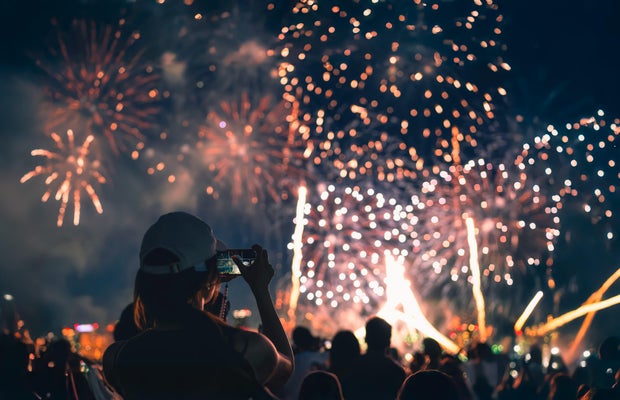 Girl watching a firework display 
