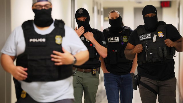 Federal agents patrol the halls of immigration court at the Jacob K. Javitz Federal Building on June 18, 2025 in New York City. 