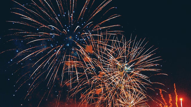 New Year's Eve Fireworks Lighting Up the Night Sky 