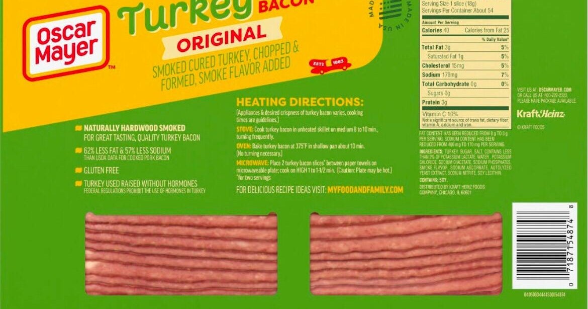 Oscar Mayer turkey bacon recalled over possible listeria contamination 