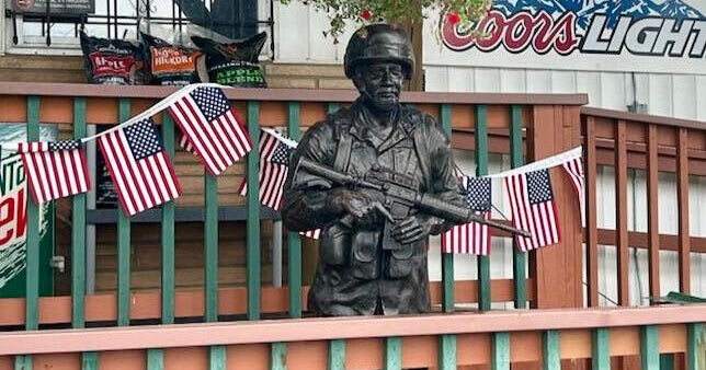 Stolen soldier statue returned to Rush Point Store; suspect arrested 