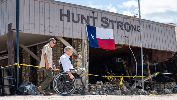 Gov. Greg Abbott speaks after the deadly flash flooding in Texas on July 4, 2025. 