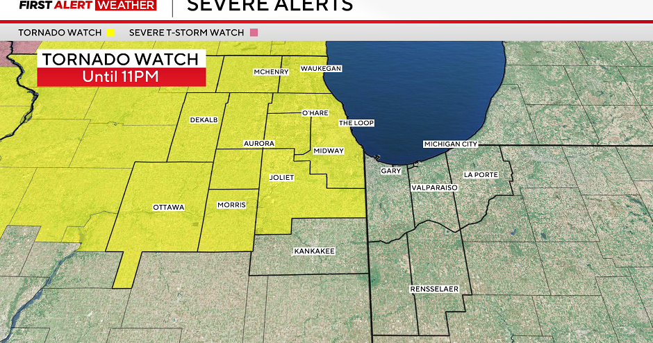Severe storm threat on Friday in Chicago; tornado watch issued through 11 p.m. 