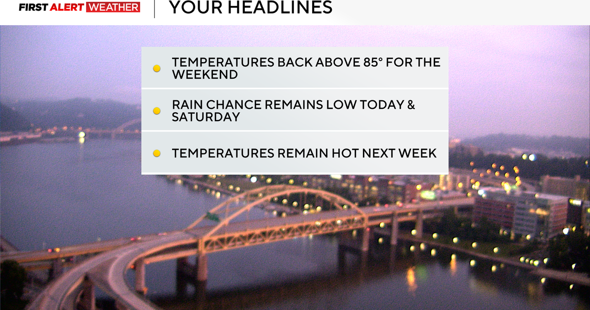 Weekend weather in Pittsburgh heating up with low rain chances on Friday 