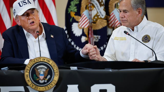 President Trump Tours Devastation In Texas After Deadly Flash Flooding 