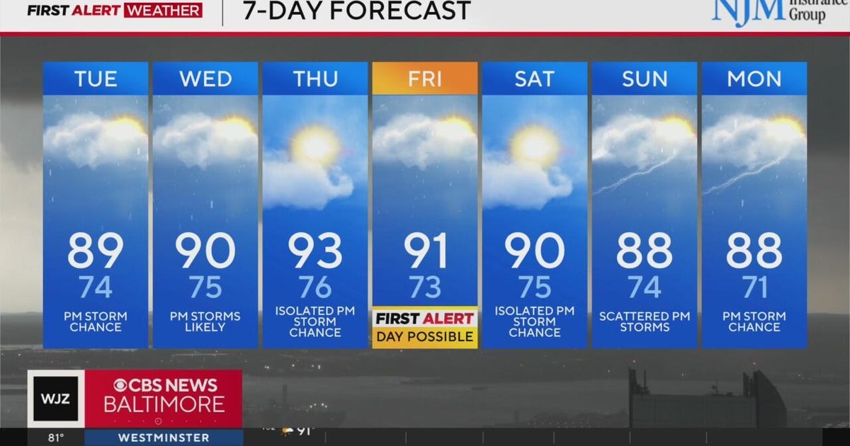 Thunderstorm chances continue this week in Maryland - CBS Baltimore