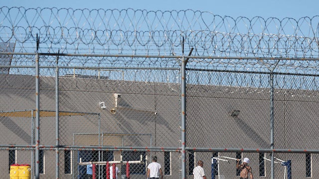 Detainees at the ICE detention facility in Adelanto, California, on July 11, 2025.