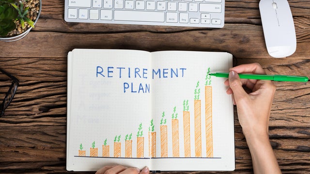Human Hand Drawing Retirement Plan Growth Concept 