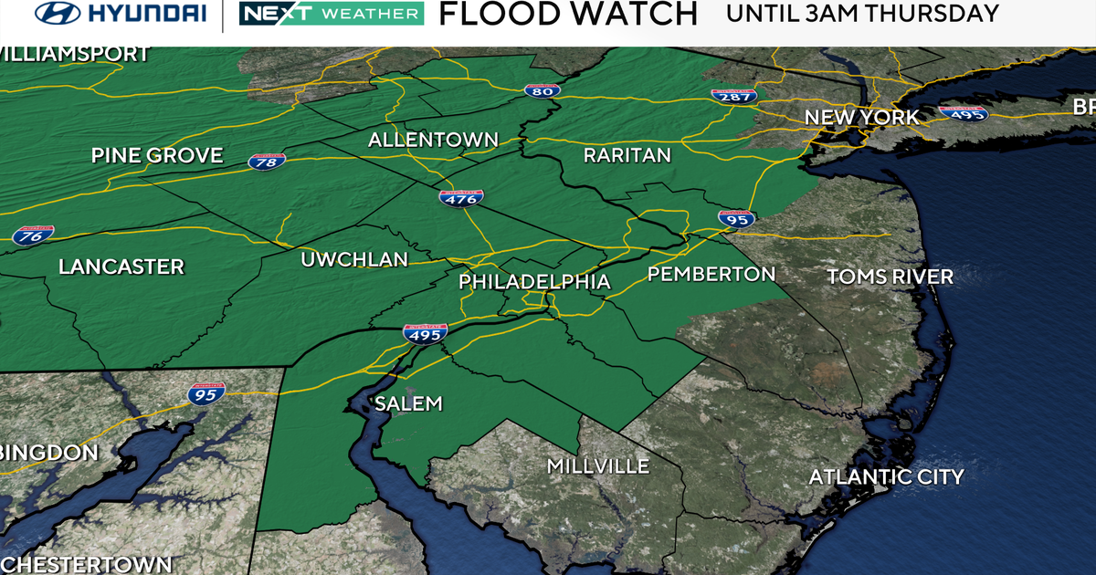 Chance of scattered storms prompts flood watch in Philadelphia region 