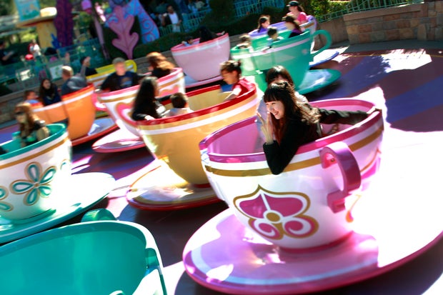 ANAHEIM, CA FEBRUARY 01, 2011The tea cups of the Mad Tea Party ride inside Disneyland Park are 