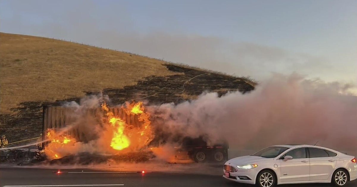 Big-rig fire shuts down westbound I-580 at Altamont Pass 