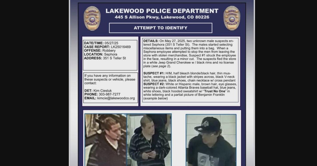 Lakewood police search for suspects wanted in May 27 robbery - CBS Colorado