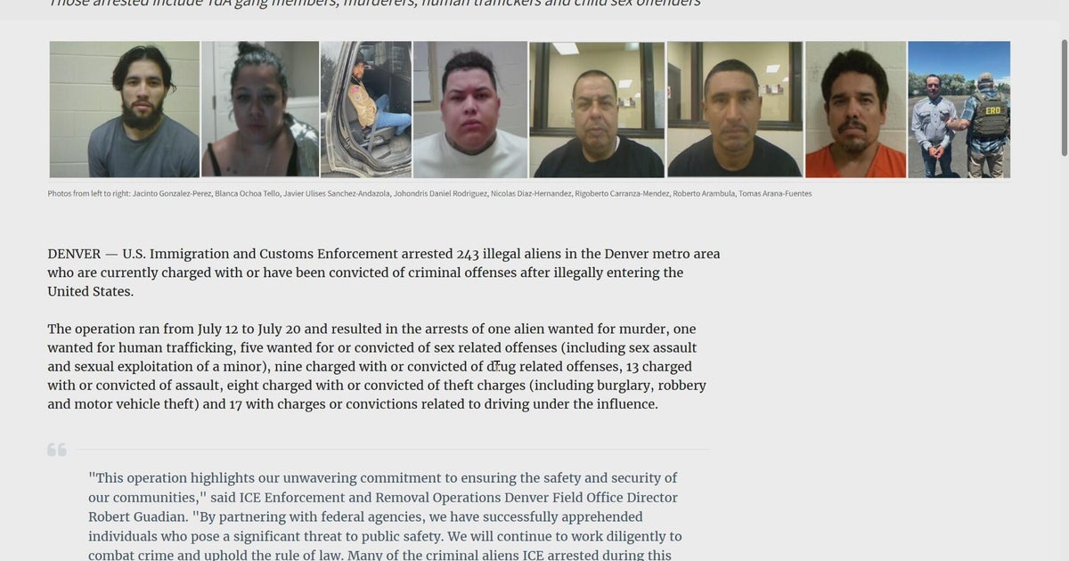 ICE agents arrest more than 200 in Denver metro area in July - CBS Colorado