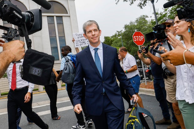 David Oscar Markus, an attorney for Ghislaine Maxwell, talks with the media outside the federal courthouse on Friday, July 25, 2025, in Tallahassee, Florida. 