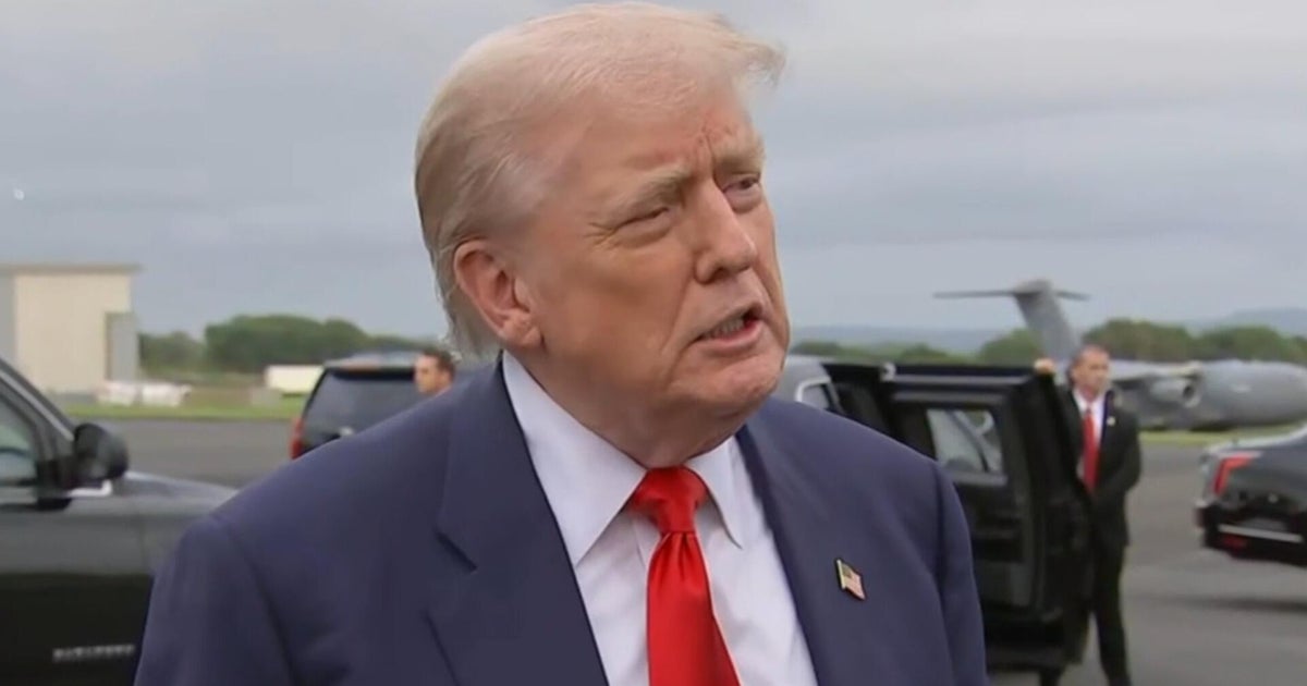 Trump takes questions after arriving in Scotland for golf, trade talks