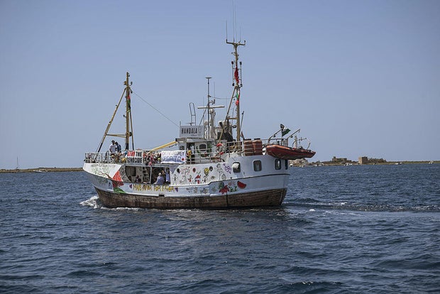 Departure of Handala vessel in Gallipoli, Italy