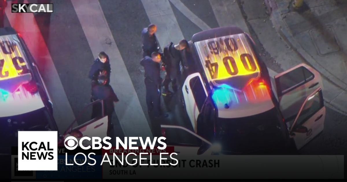 One arrested after pursuit ends with crash in South LA - CBS Los Angeles