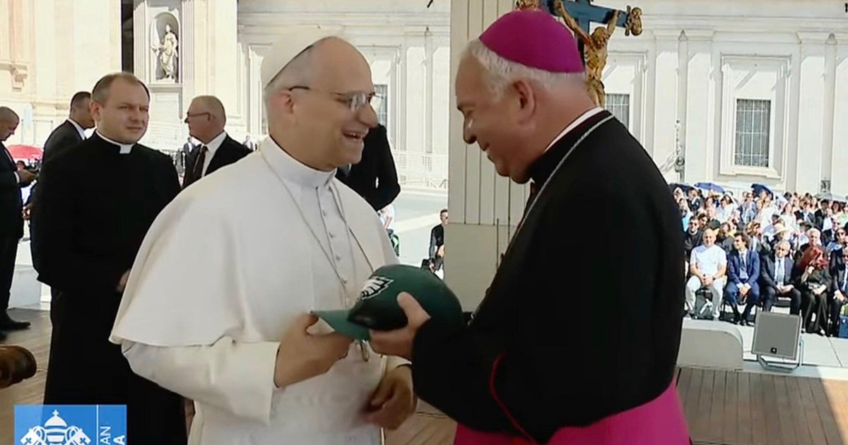 Philly archbishop gifts Eagles Super Bowl cap to Pope Leo XIV 