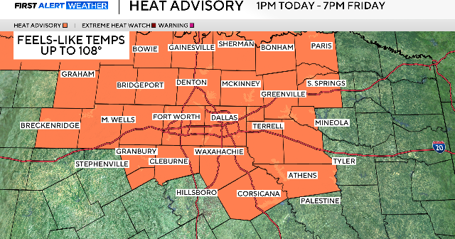 Dangerous heat returns to North Texas, prompting a heat advisory to end the week 