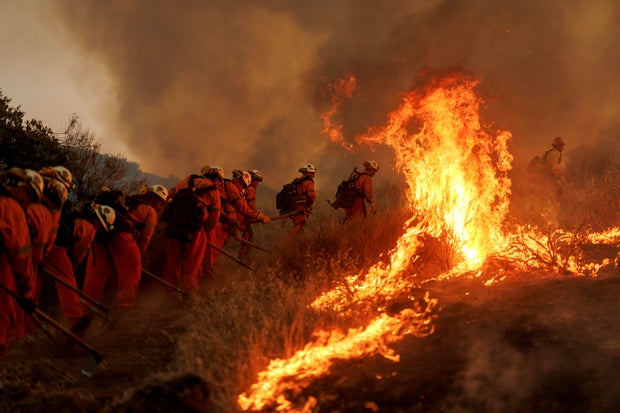Firefighters Battle Canyon Fire North Of Los Angeles 