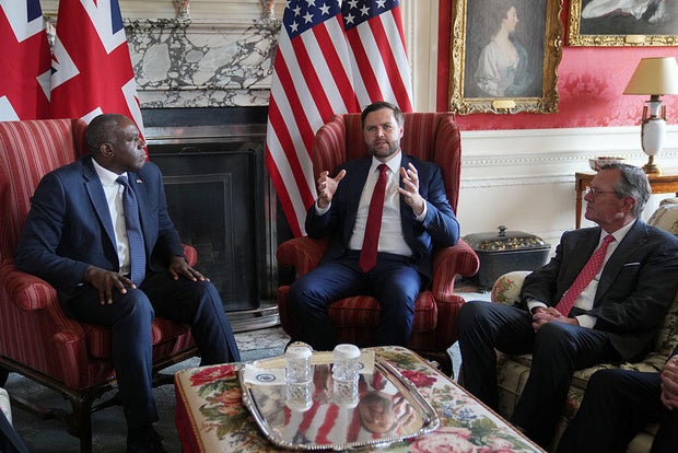 UK Foreign Secretary David Lammy Hosts Bilateral Talks With US Vice President JD Vance At Chevening House 
