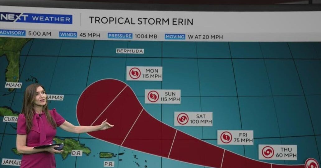 Tropical Storm Erin will likely strengthen into a hurricane by week’s end