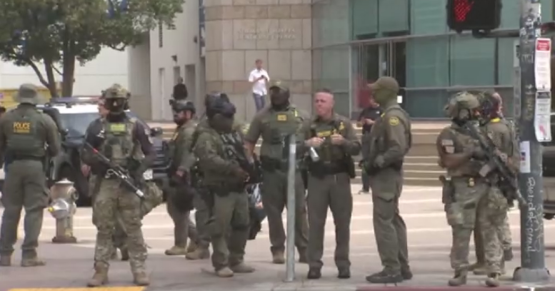 Border Patrol agents in L.A. show up outside of Gov. Gavin Newsom’s redistricting press conference