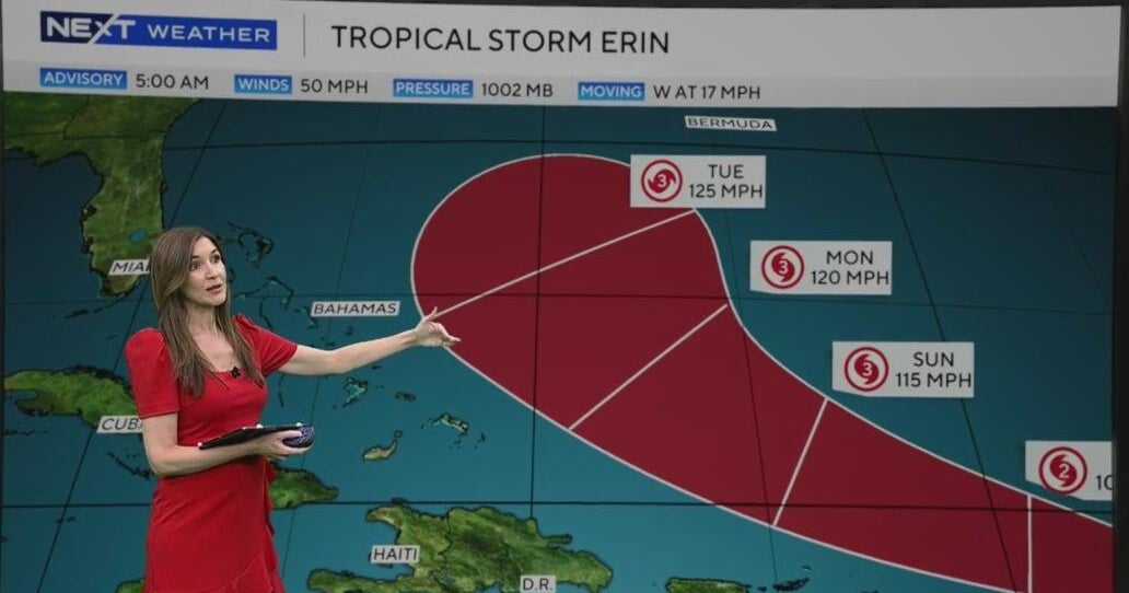Tropical Storm Erin expected to strengthen into a hurricane on Friday