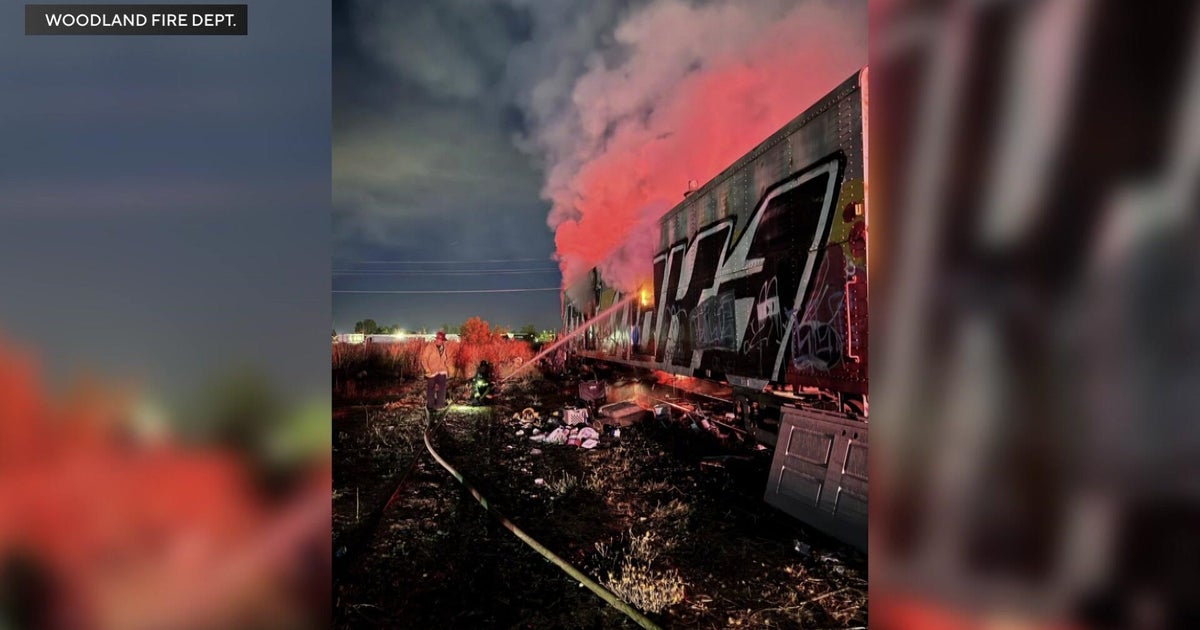 Railcar catches fire in Woodland; had been used as an encampment, firefighters say 