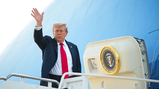 President Trump boards Air Force One on Aug. 15, 2025, at Joint Base Andrews, Maryland. 