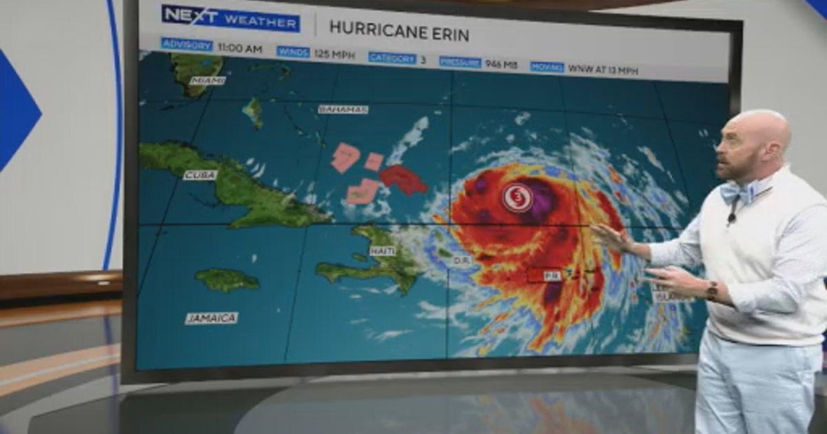 11 a.m. Tropical Update: Erin weakens to a Category 3 hurricane, spinning northwest of Puerto Rico