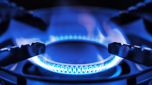 Gas stove with flame 