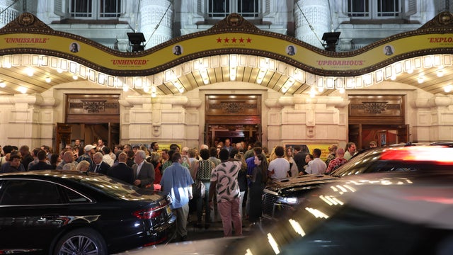 A view of the marquee at Hamilton: An American Musical at the Richard Rodgers Theatre on June 29, 2020 in New York City. 