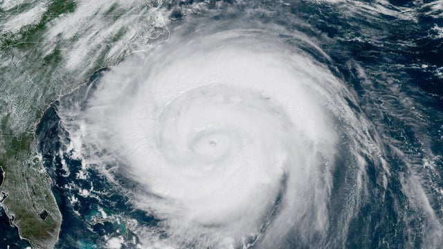 A satellite image shows Hurricane Erin at 11:36 a.m. EDT, Aug. 20, 2025. 