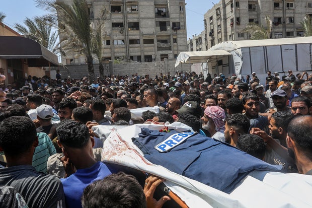 Farewell ceremony held for four journalists killed in Israeli attack in Khan Yunis 