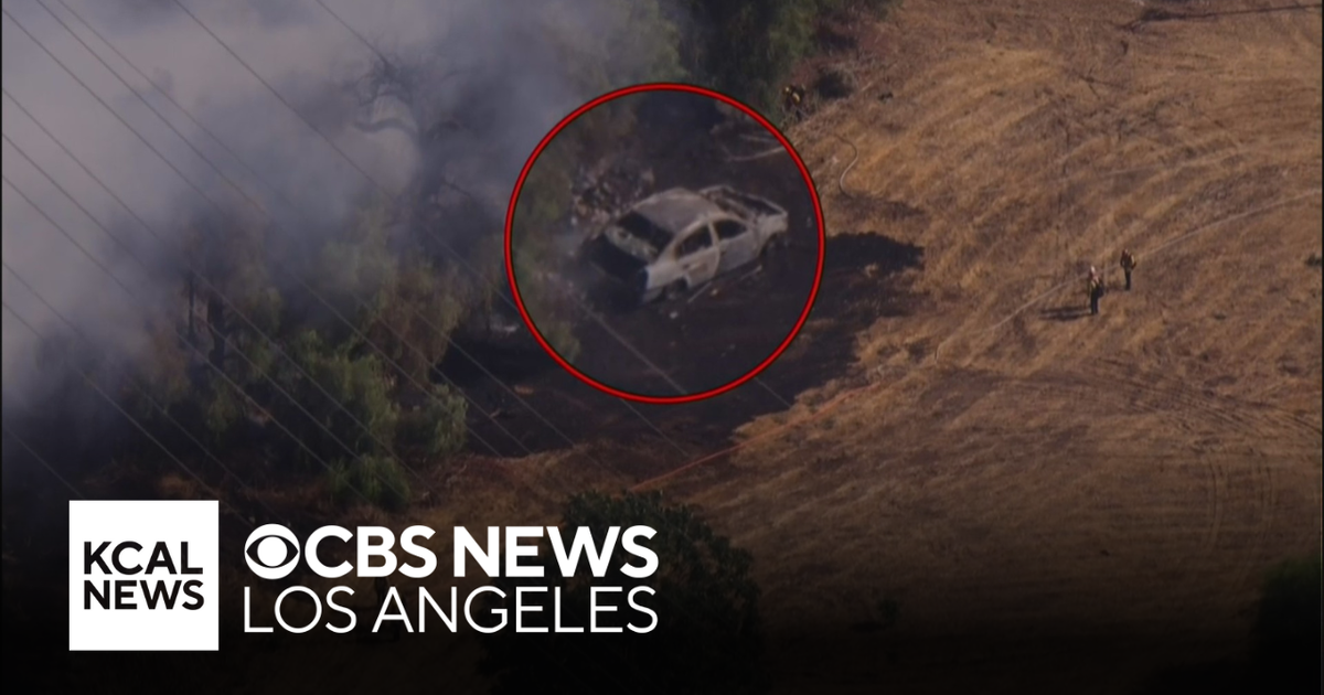 Fatal Car Crash Ignites Two Brush Fires, Sylmar, San Fernando Valley