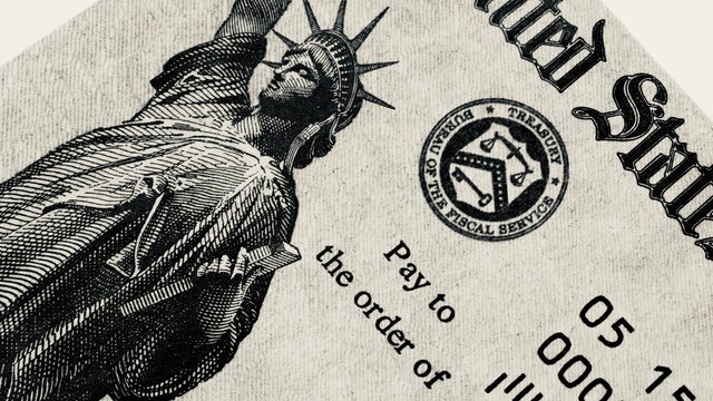 Close-up of a Social Security Check issued by the US federal Government 