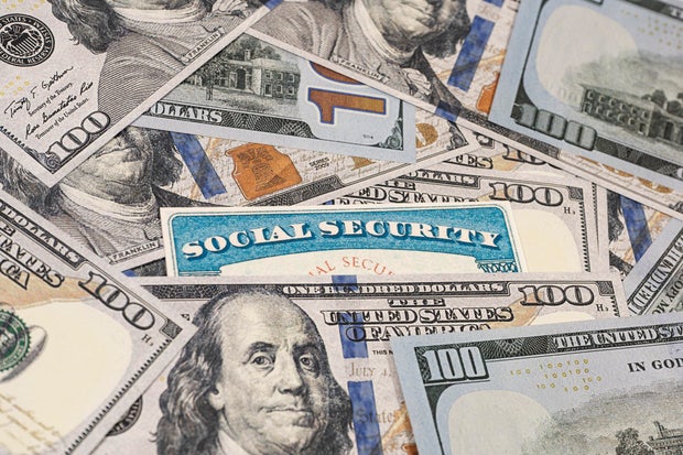 Lake Elsinore, CA, USA - September 30, 2023: Fake Social security card on prop US currency 
