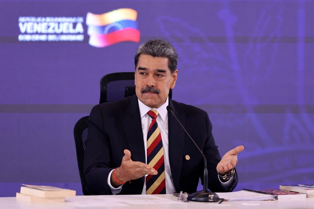 Nicholas Maduro addresses the media in Caracas 