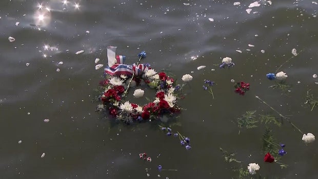 Wreath in river 